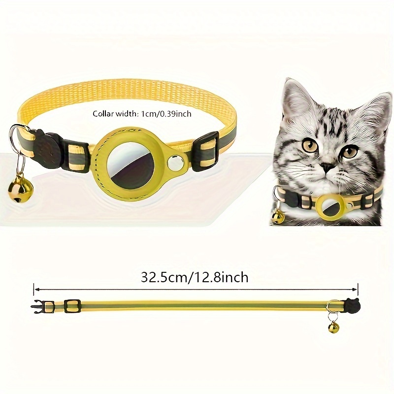 FEEYAR - Collar reflectante para gato, collar de gato integrado para Apple,  collar de piel con GPS para gato con soporte AirTag y campana [púrpura]