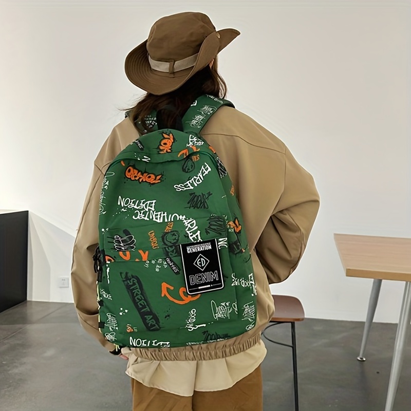 Street Sports Graffiti Pattern Backpack Large Capacity Travel Schoolbag