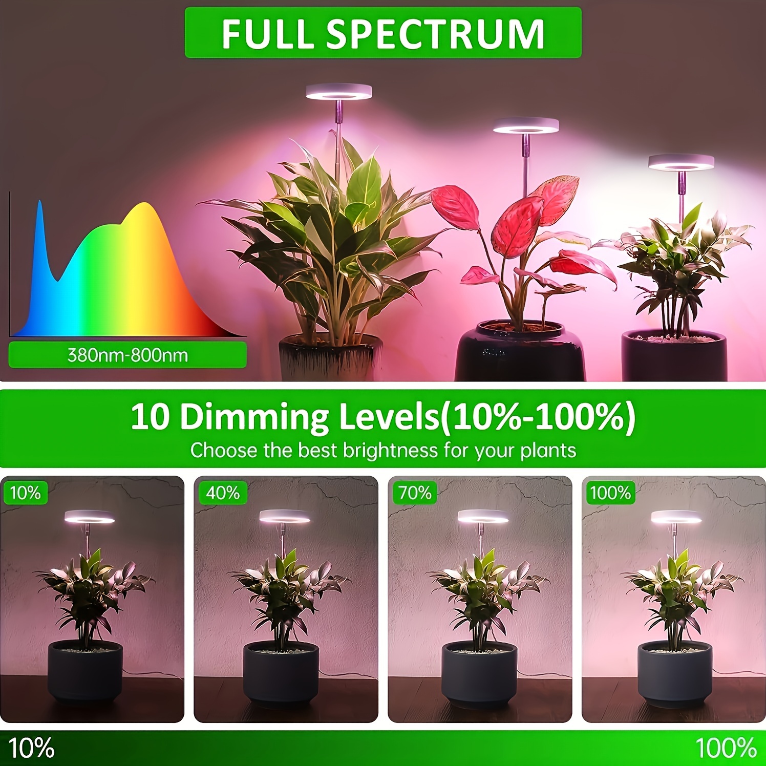 Lampe de culture d'intérieur Tongliya 1 abs, lumière de croissance LED à  spectre complet, lumière halo de plantes avec chargeur USB et minuterie  automatique, basse tension de sécurité 5V, idéale pour les
