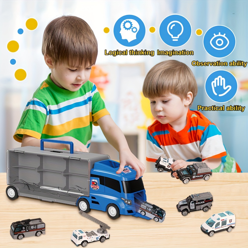 Lot de 4 Petite Voiture Jouets Bébé 1 2 3 an Garcon Cars Construction pour  Enfant Push and Go Voiture à Friction Camion Jouet Enfa