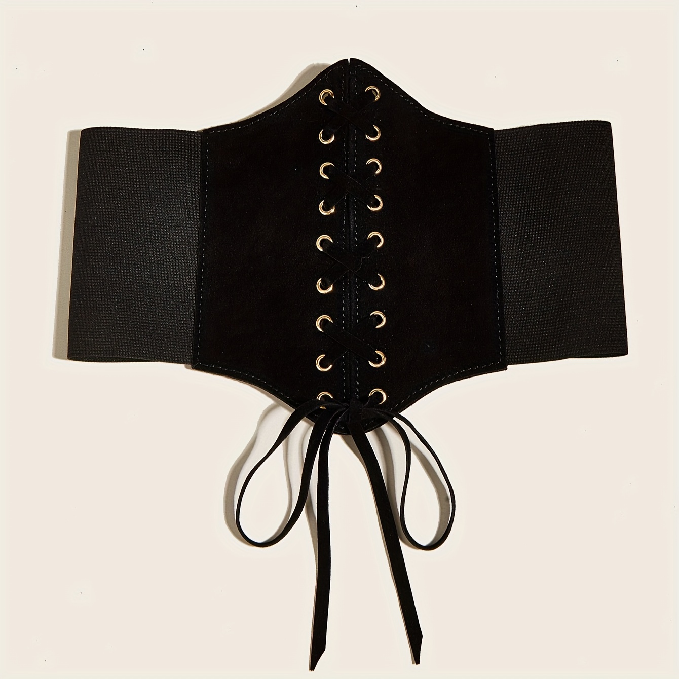 Black Women Waist Cincher Corset Wide Waistband Leather Elastic