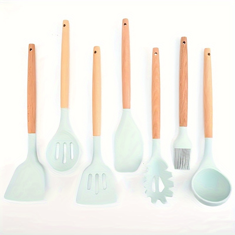 Kitchen Silicone Utensil Set, 13 Pcs Full Silicone Handle Heat Resistant  Cooking Utensils BPA Free, Non Toxic Non-stick Cookware Turner, Tongs,  Spatula, Spoon, Brush Sets with Holder