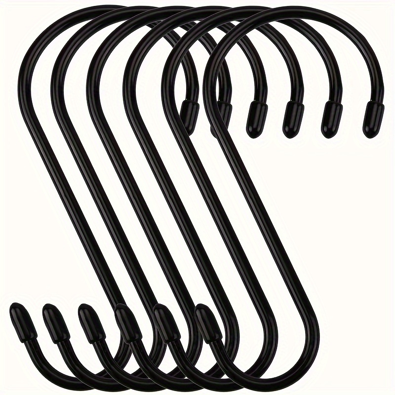 6pcs Impregnated Metal S-hook, Garage Yard Hook, Large And Small End Heavy  Object Hook, Flower Pot Hook, With Rubber Stopper, Anti Slip Heavy S-shaped