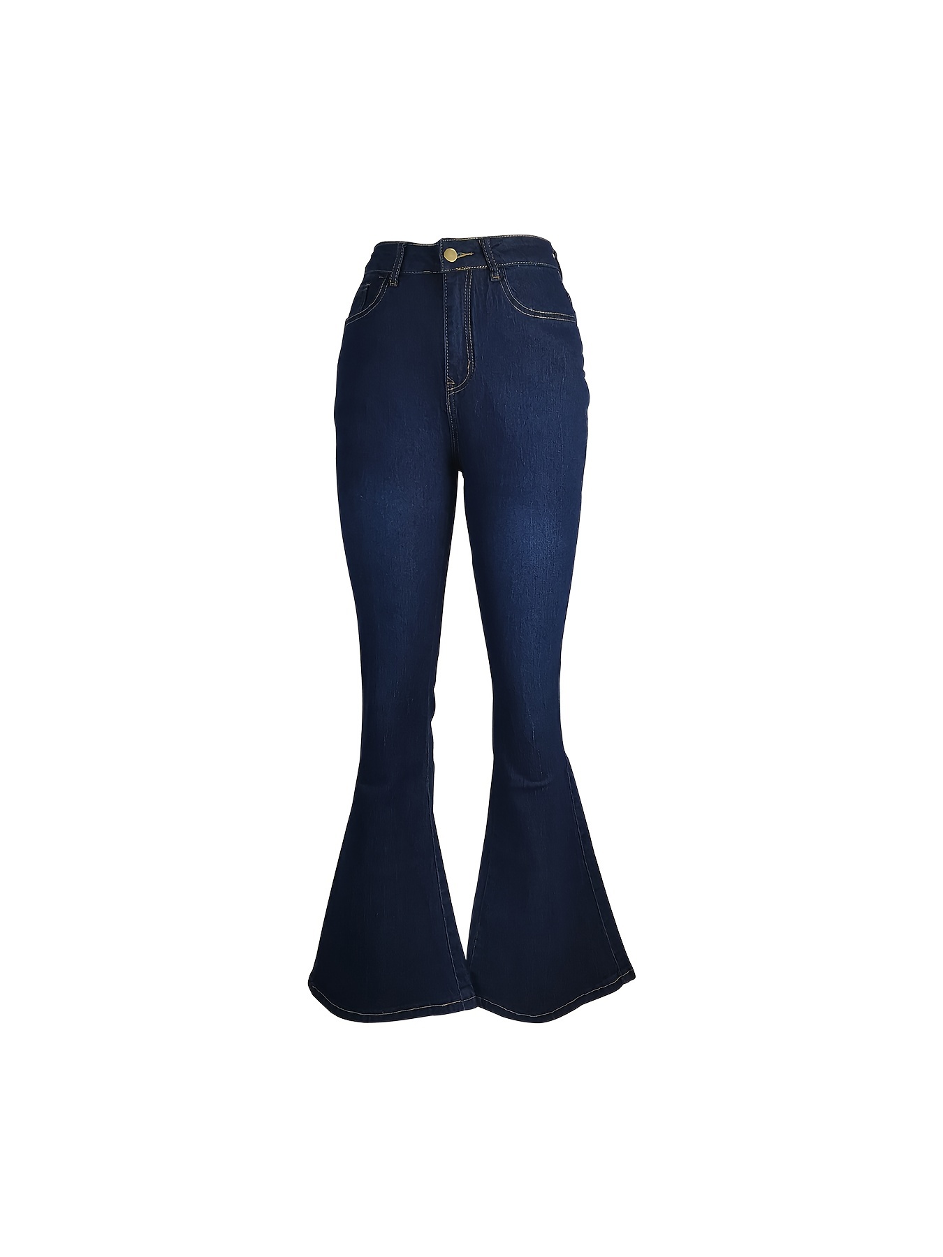 Blue Wide Legs Flared Jeans Boot Cut Slash Pockets Bell - Temu Oman