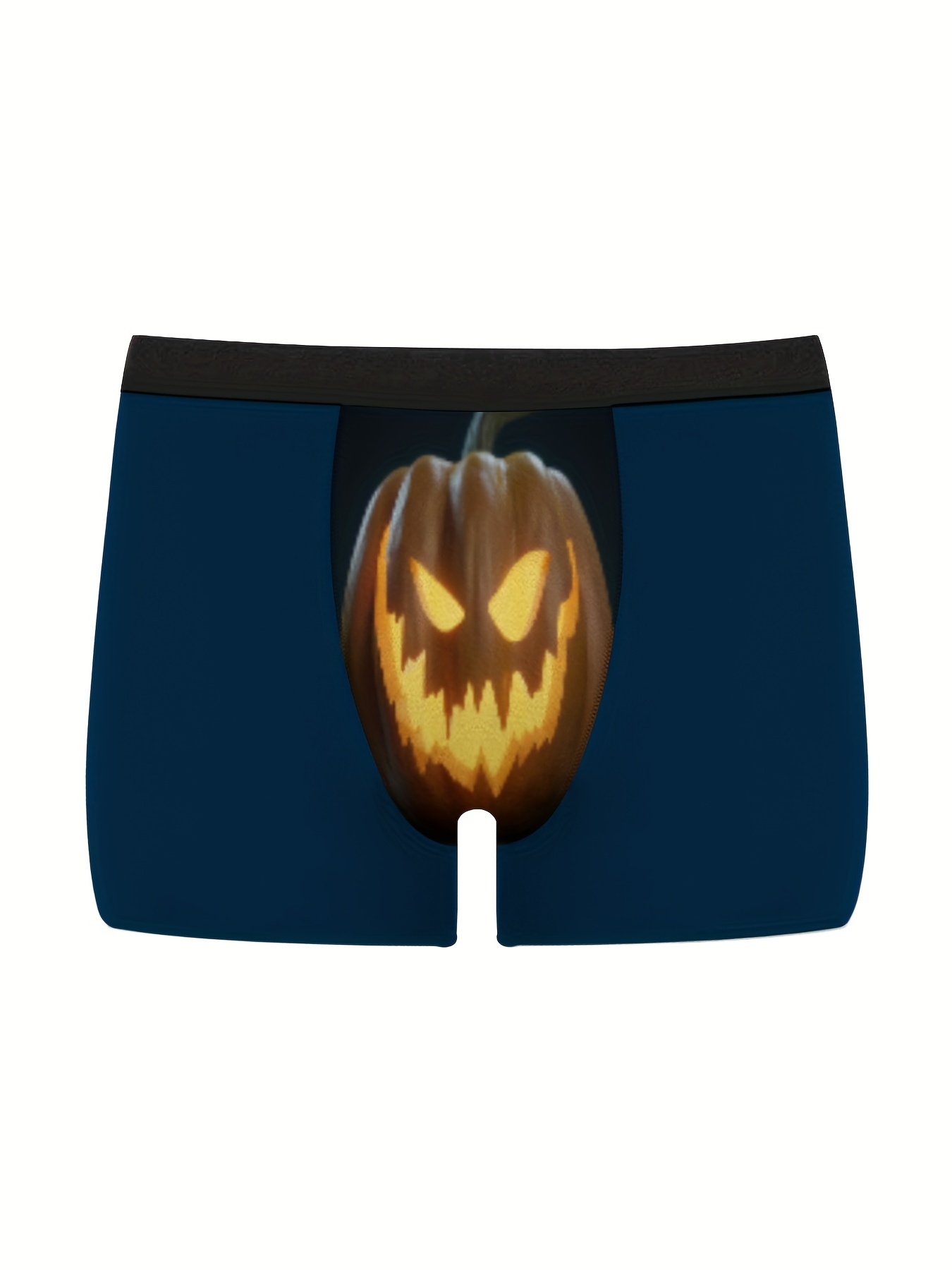 1 Pc Halloween Pumpkin Digital Printed Men's Underwear, Long Boxer Briefs  Shorts, ComfortableBreathable Stretchy Boxers Trunks