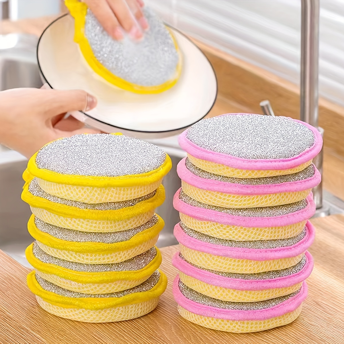 10pcs Double-sided Kitchen Sponge, Dishwashing Sponge- For Kitchen Cleaning