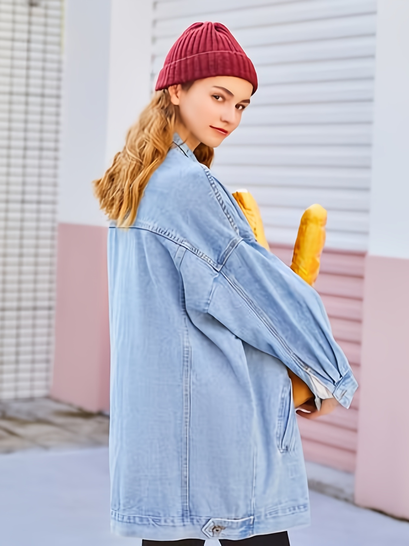 Plus size oversized top denim jacket