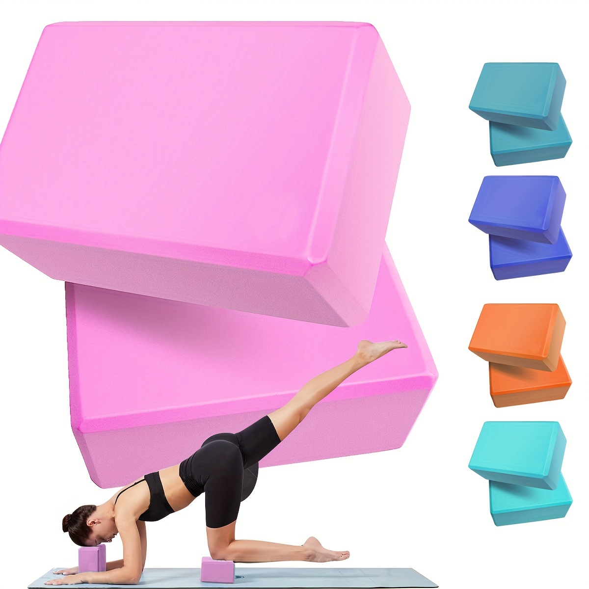 Bloques de yoga, 2 unidades, espuma EVA de alta calidad para yoga, pilates,  meditación y estiramiento, ladrillos antideslizantes ligeros y duraderos