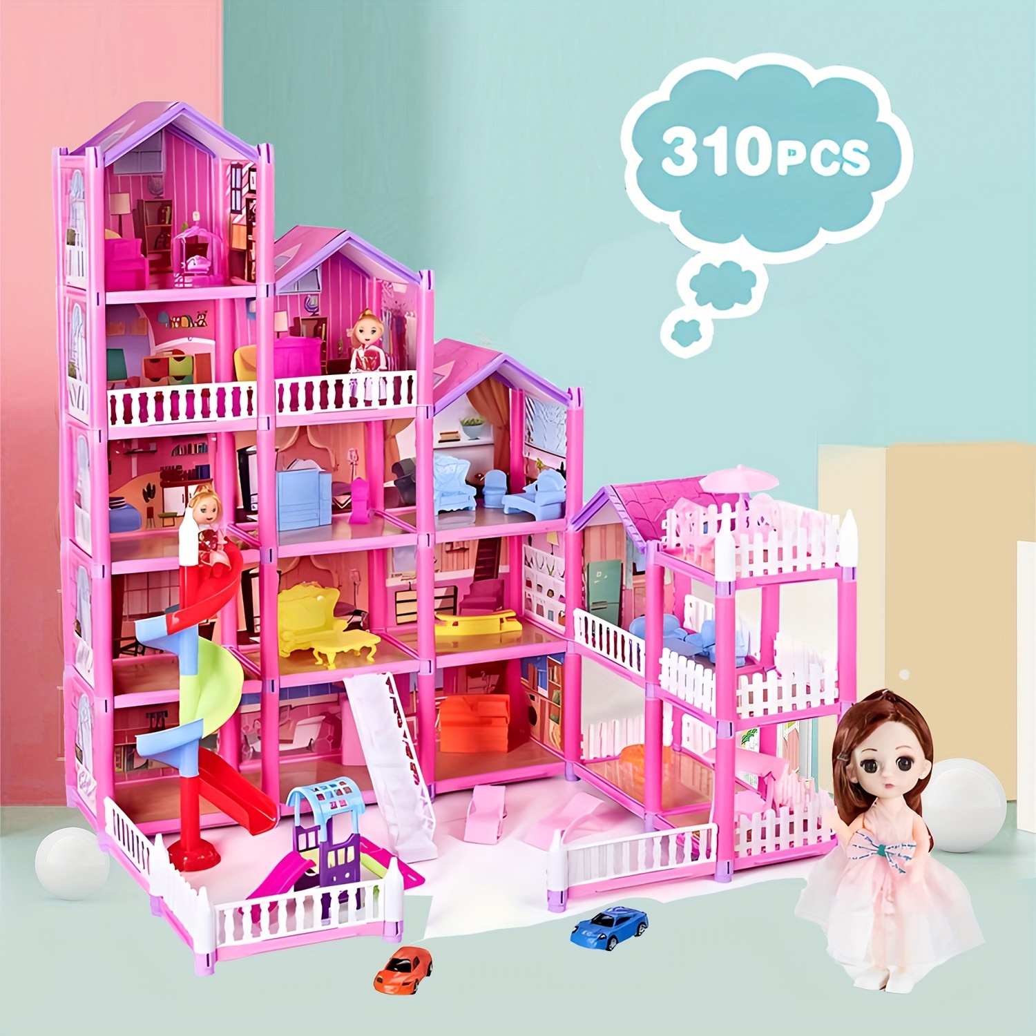 Children's Doll House, 3 Floors, 9 Rooms, , Diy Pretend Games To Build  Assembled Toy Sets, Toy House Accessories And Furniture, Birthday Gifts,  Halloween/thanksgiving Day/christmas Gift - Temu