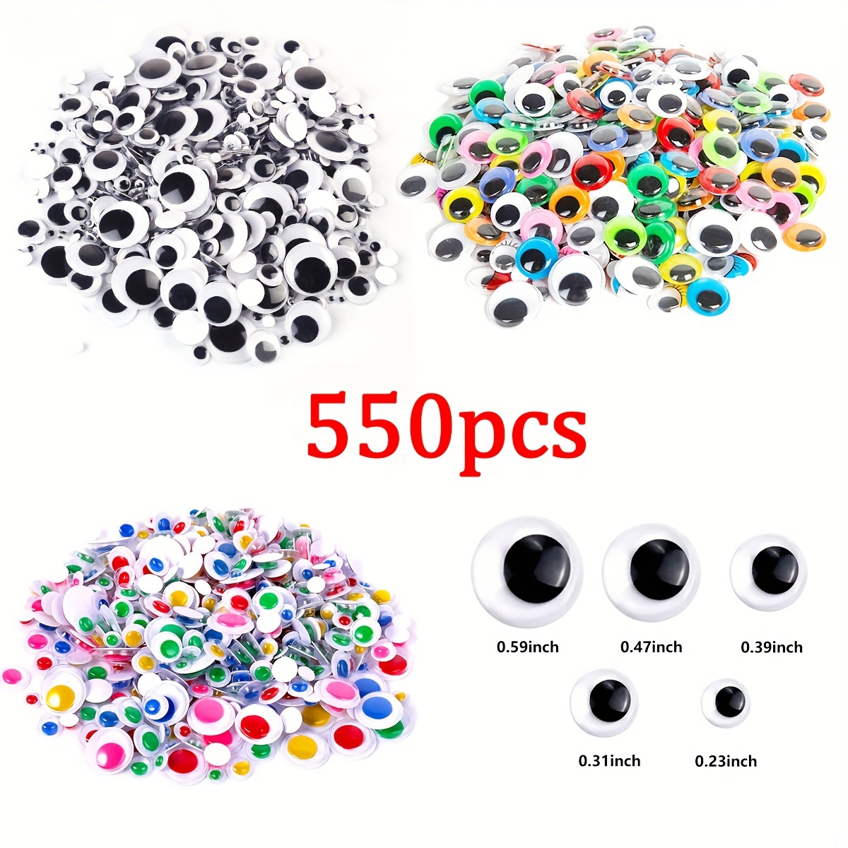 

550pcs Googly Eyes Self Adhesive For Crafts, Craft Sticker Wiggle Eyes With Multi Colored And Sizes For Diy (mixed Sizes)