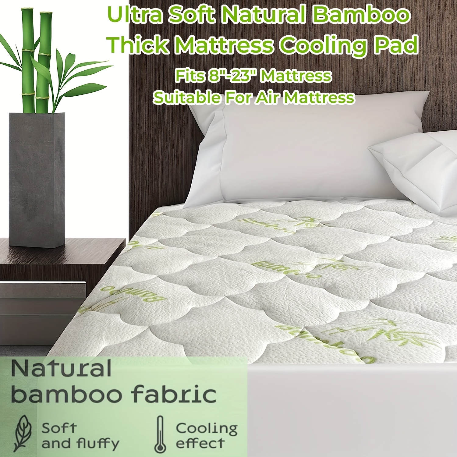 Happitat Fluffly Bamboo Mattress Pad (cotton with rayon from bamboo) - king