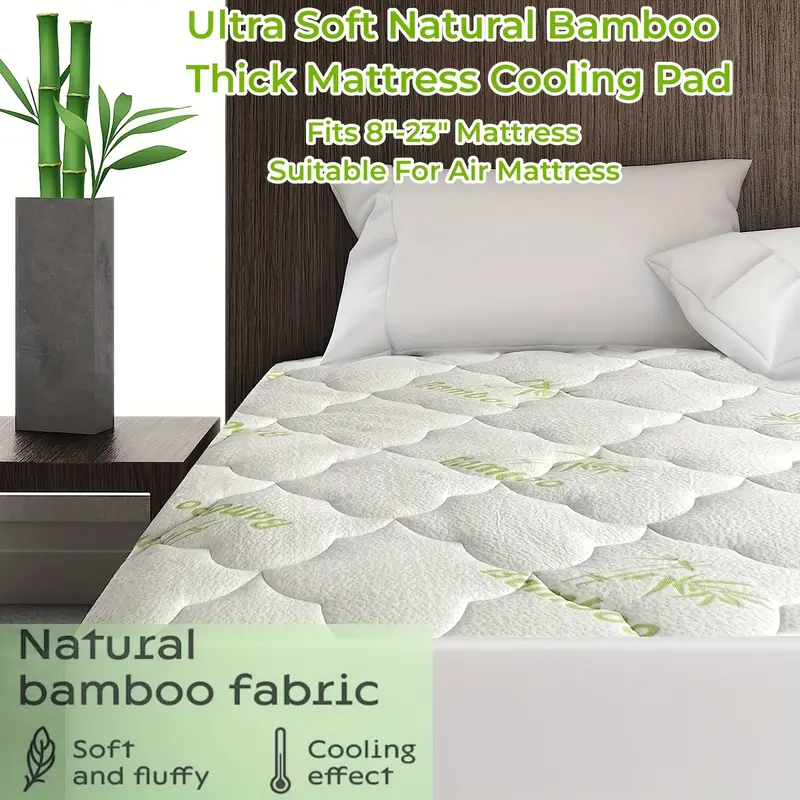 Ultra Soft Natural Bamboo Mattress Cover Thick Mattress Cooling