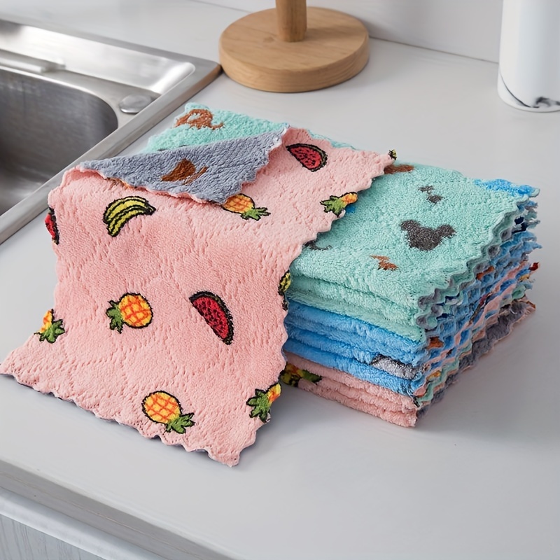 5 Pièces Torchon De Cuisine Rayé Paresseux, Serviette Absorbante