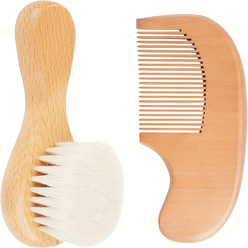 2ps/3pcs Custom Name Newborn Natural Wooden Wool Hair Brush Comb Set Soft  Goat Hair Eco-Friendly Safe Baby Brush Massager Gifts - AliExpress