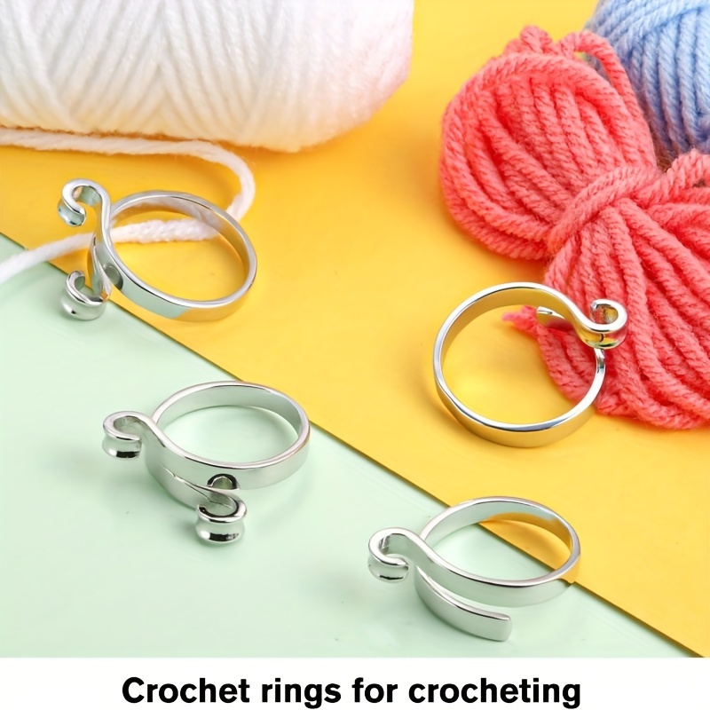 Knitting Crochet Loop Ring For Fingers Adjustable - Temu, Knitting
