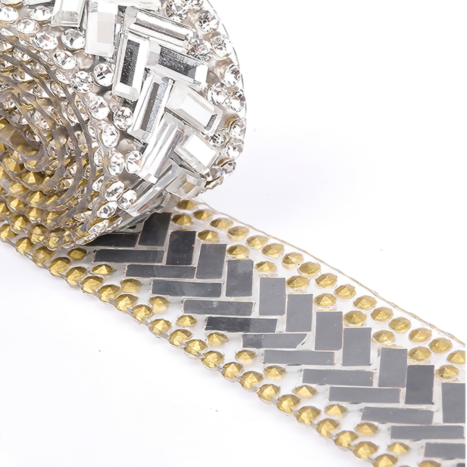 Hoja SILVER DIAMANTE CRAFT 8 filas de tiras de diamantes de imitación  brillantes. 1,5 m para manualidades y adornos para hacer joyas. -   México