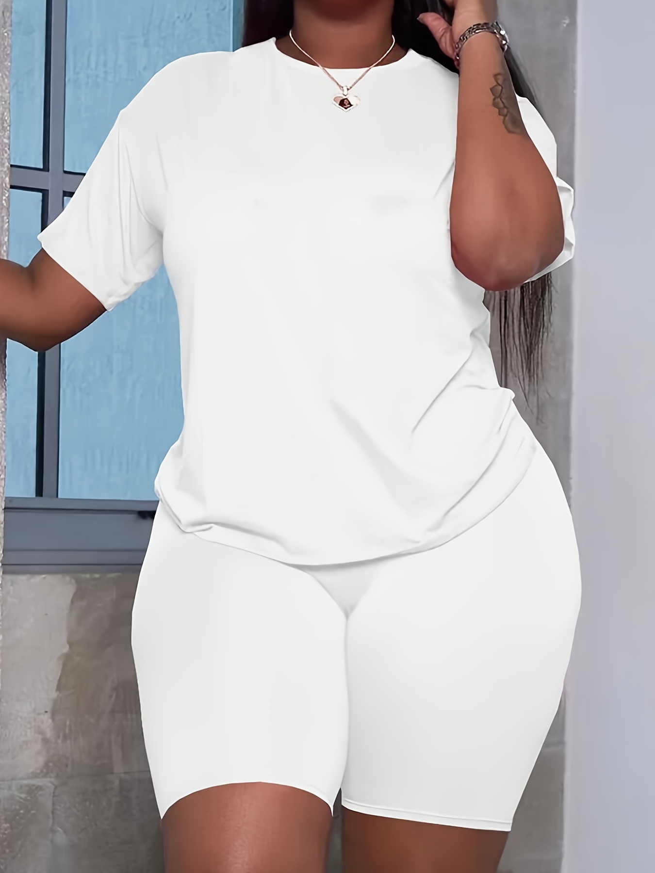 White shorts women – Plus size active shapewear-2 back pockets Belore Slims