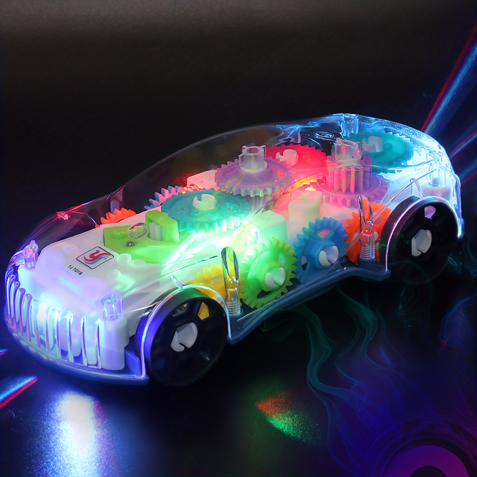 ABK - Coche de juguete transparente, con sistema de engranajes móviles de  colores visibles, luz y sonido, luz eléctrica transparente, luz y sonido