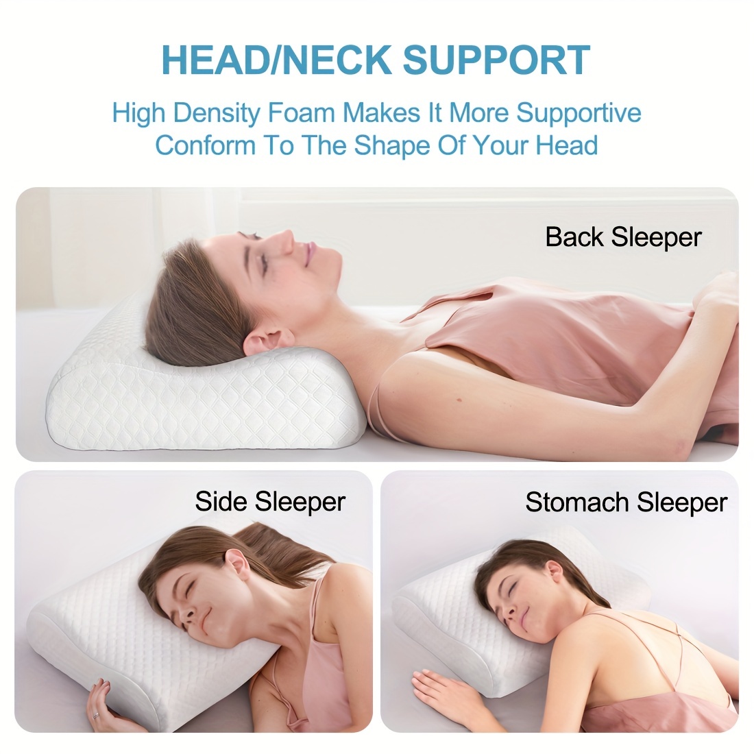 Memory Foam Pillow For Sleeping, Cervical Support Pillow For Neck And  Shoulder Pain, Adjustable Ergonomic Contour Orthopedic Bed Pillow For Side  Back Stomach Sleeper