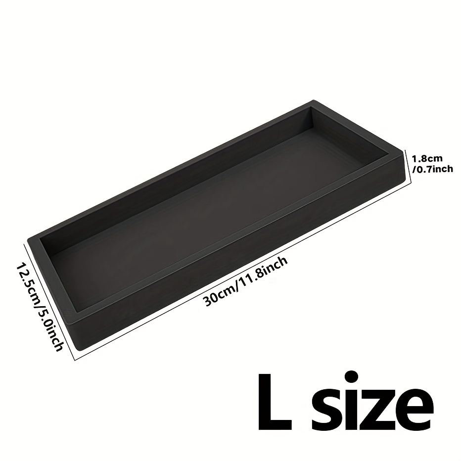 Countertop And Vanity Tray 8x4inch Silicone Soap Dispenser Tray, Sink Tray  For Soap Bottles, Key Trinket Ring Tray Black