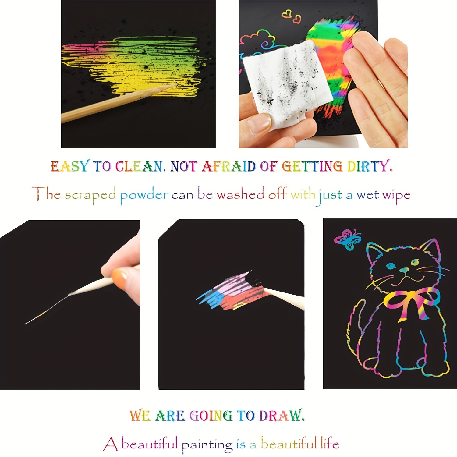ZMLM Scratch Paper Art-Crafts Gift: Bulk Rainbow Magic Paper Supplies Toys  for 3 4 5 6 7 8 9 10 Years Old Girls Kids Favors Gifts for Birthday