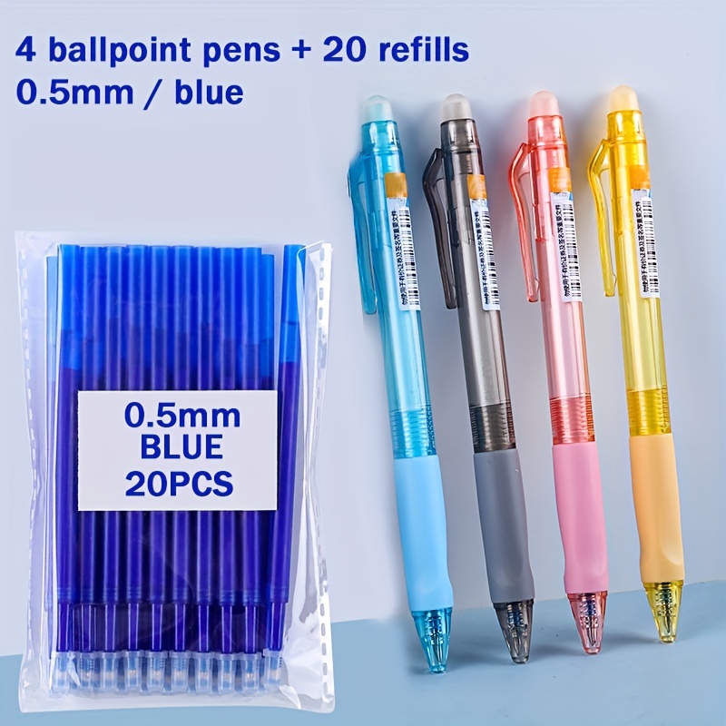 4pcs Erasable Pen 20pcs Replacement Refill Ballpoint Pen Writing Tool Set  Erasable Ballpoint Pens Student Writing Instruments Office Pens Back School Stationery  Office Supplies, 24/7 Customer Service