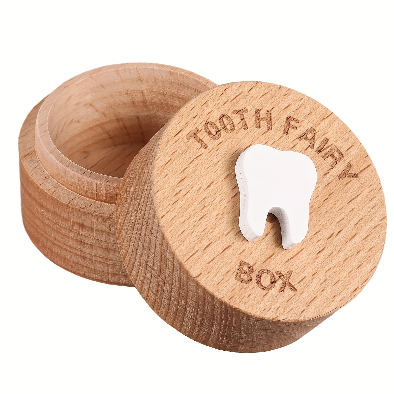 Caja de madera color para dientes de leche de niña