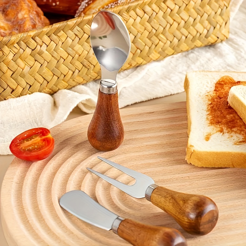 4Pcs Butter Knife Spreader Jam Spreading Knives Small Wooden Handle  Stainless Steel Knife Set Kitchen Cutlery Knife for Kids