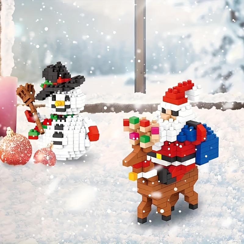 Christmas Snowman Building Blocks Set Christmas Building - Temu