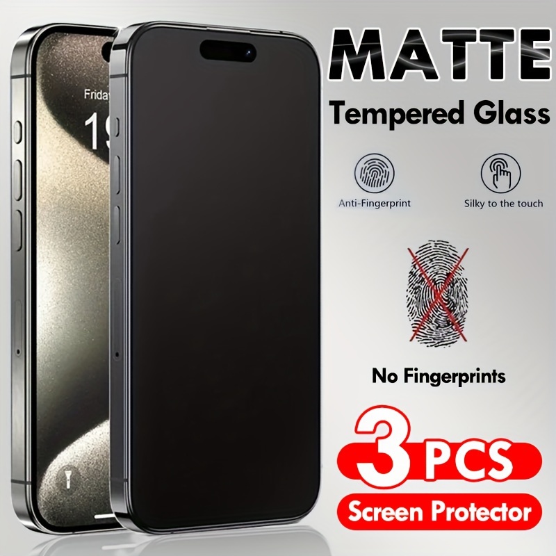 

3pcs Full Cover Matte Tempered Glass Screen Film For Iphone15/14/13/12/11 Plus/pro/promax, Protective Film, Anti-fingerprint, Anti-glare, High Touch Sensitivity