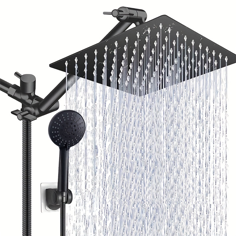Rainfall Shower Head With Handheld Spray Round Metal Shower - Temu