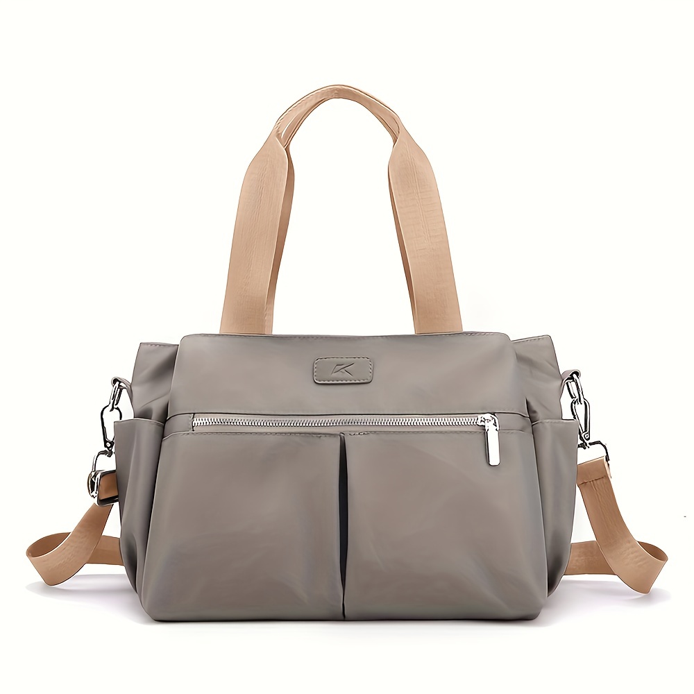 Large Capacity Versatile Shoulder Bag Zipper Solid Stylish Handbag Nylon
