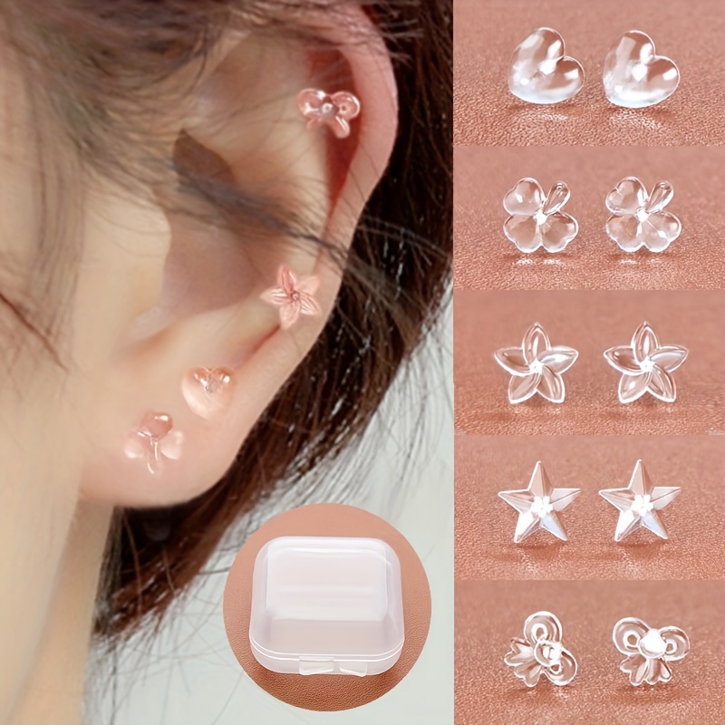 Nkwuire 4 Styles Silicone Earring Backs Studs Clear Earring - Temu