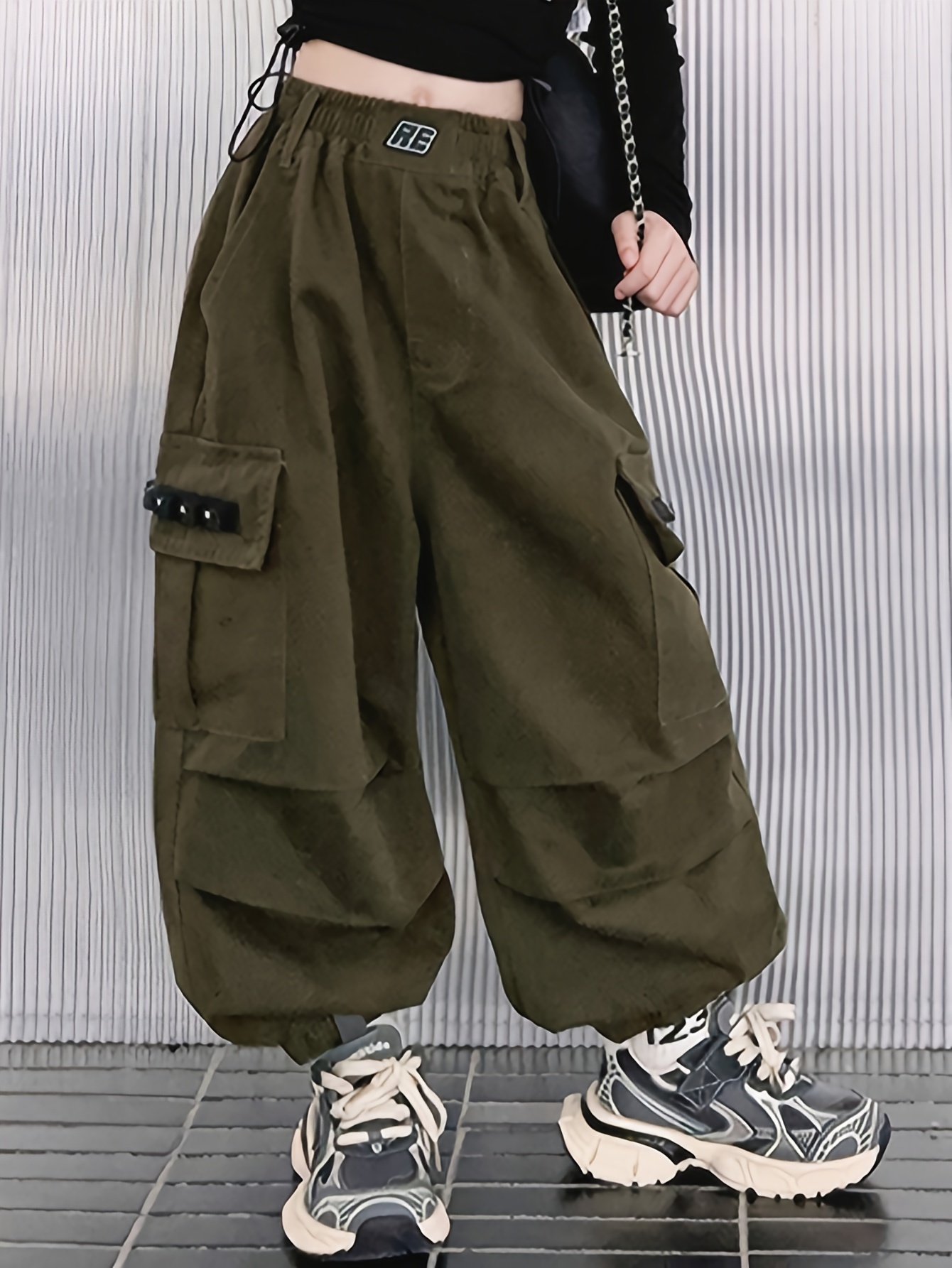 Men Baggy Pants Loose Fit Cargo Trouser Hip Hop Pocket Dance Casual Big  Size