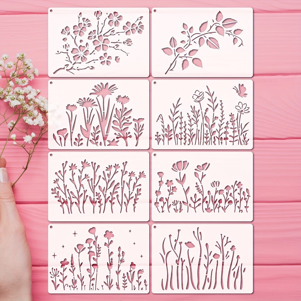 Spring Flower Metal Stencils Floral Vine Templates for Wall Canvas Painting  and Bullet Journaling Crafts 