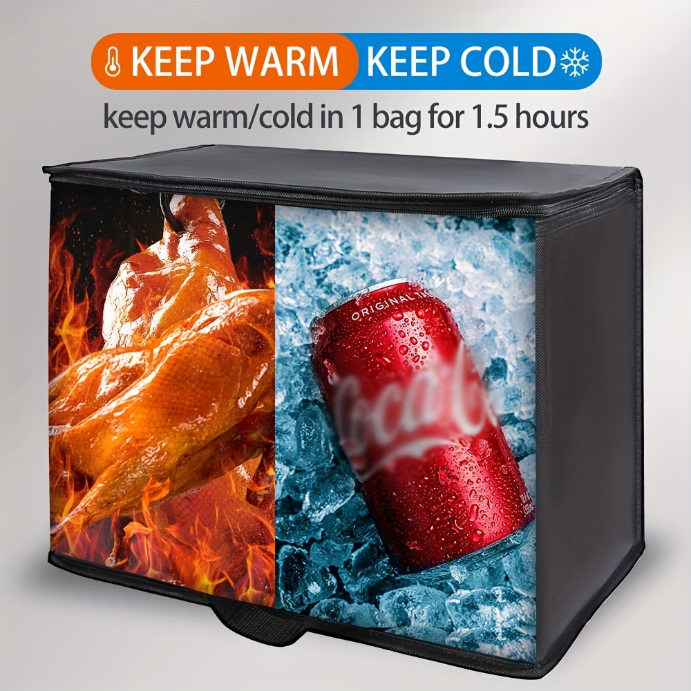 1pc Zylog Large Insulated Grocery Shopping Bag Black Reusable Bag