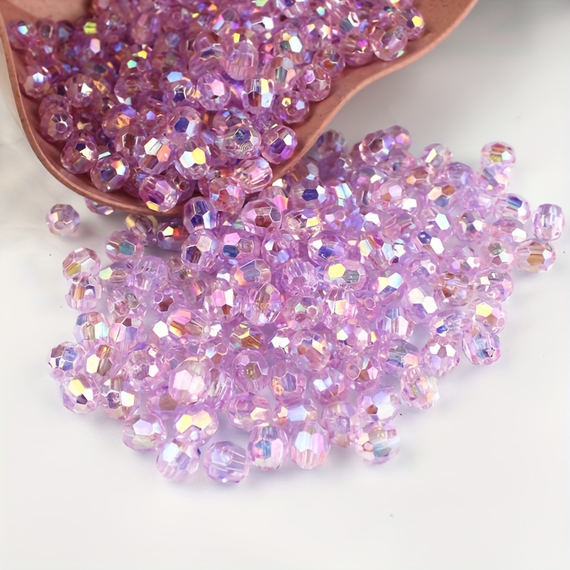 Image of 500pcs 8mm X 2mm Ab Acrylic Corner Beads - 32 Iridescent Multicolor Sparkling Craft Beads For Making, Bag & Bracelet Accessories (transparent), Spacer Beads For Jewelry Making, Decorative Beadwork