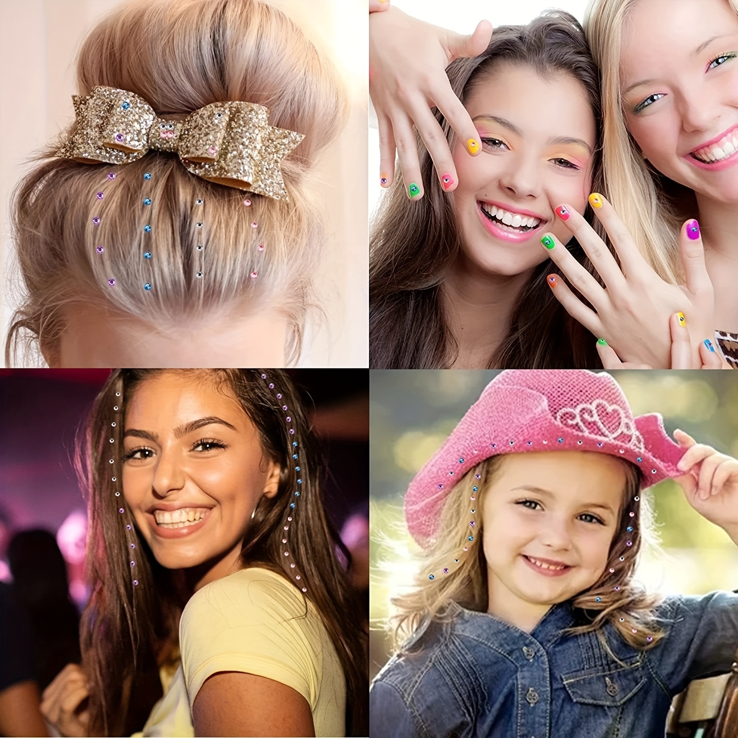 48Pcs Rhinestone Jewels Girls Hair Diamonds Decor Disposable Fashion Women  Hair Extension Straightener Adorn Hair Accessories - AliExpress