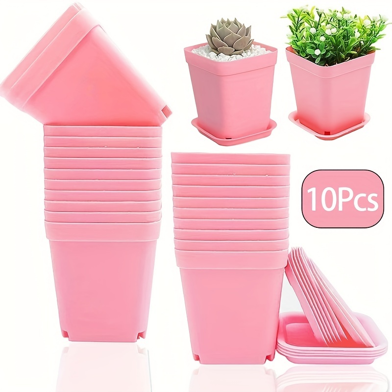 Plastic Flower Pot Gardening Containers And Drainage Trays - Temu