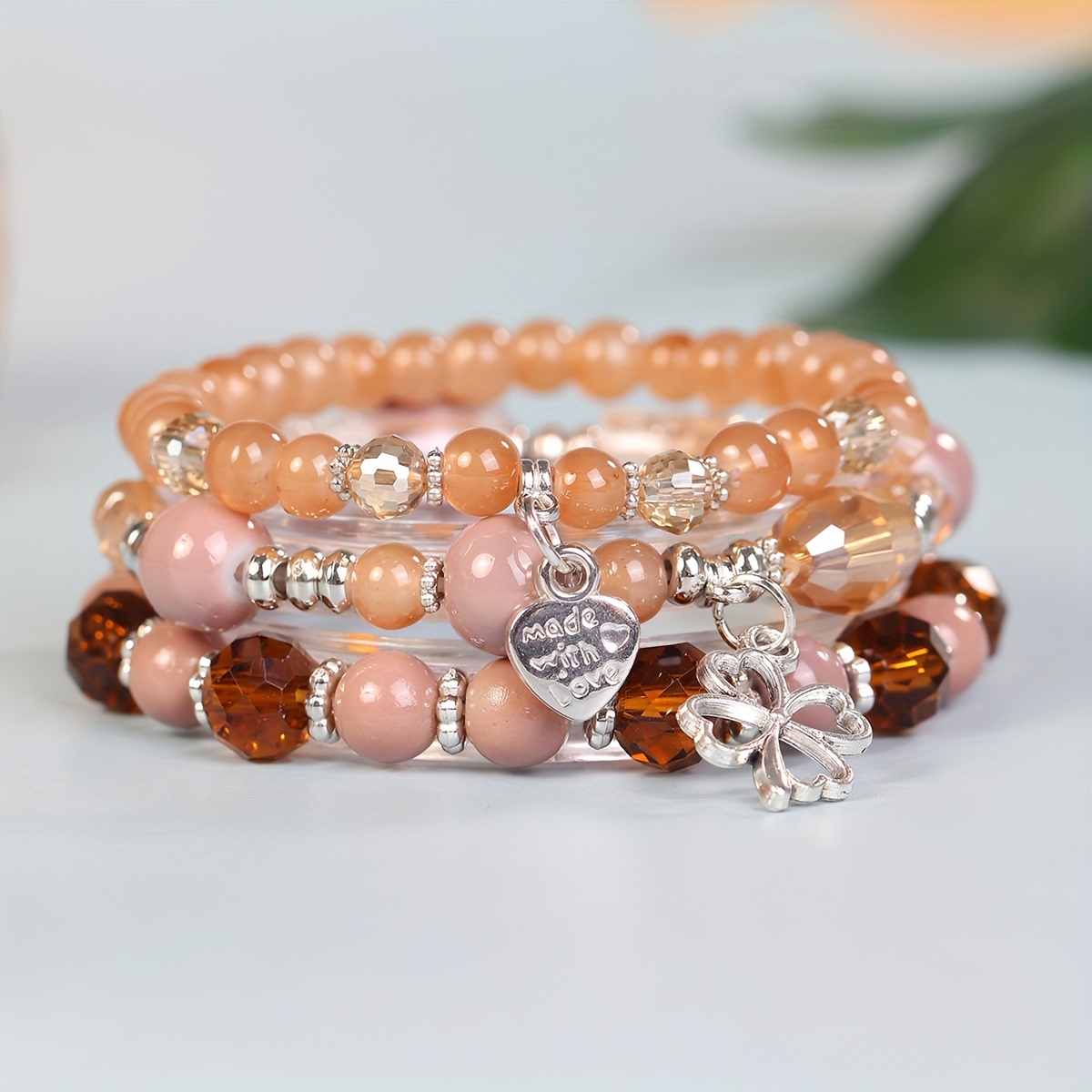 Rose Gold Beaded Clover Bracelet