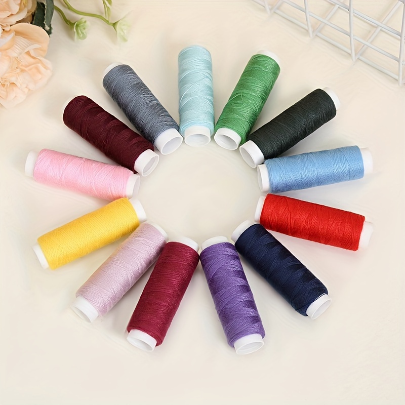 1 Set Of DIY Hand-sewn Thread 40S/2 Rainbow Sewing Thread Gradient Line  Sewing Machine Thread Multi-color Thread Clothing Accessories Twelve-color  Set