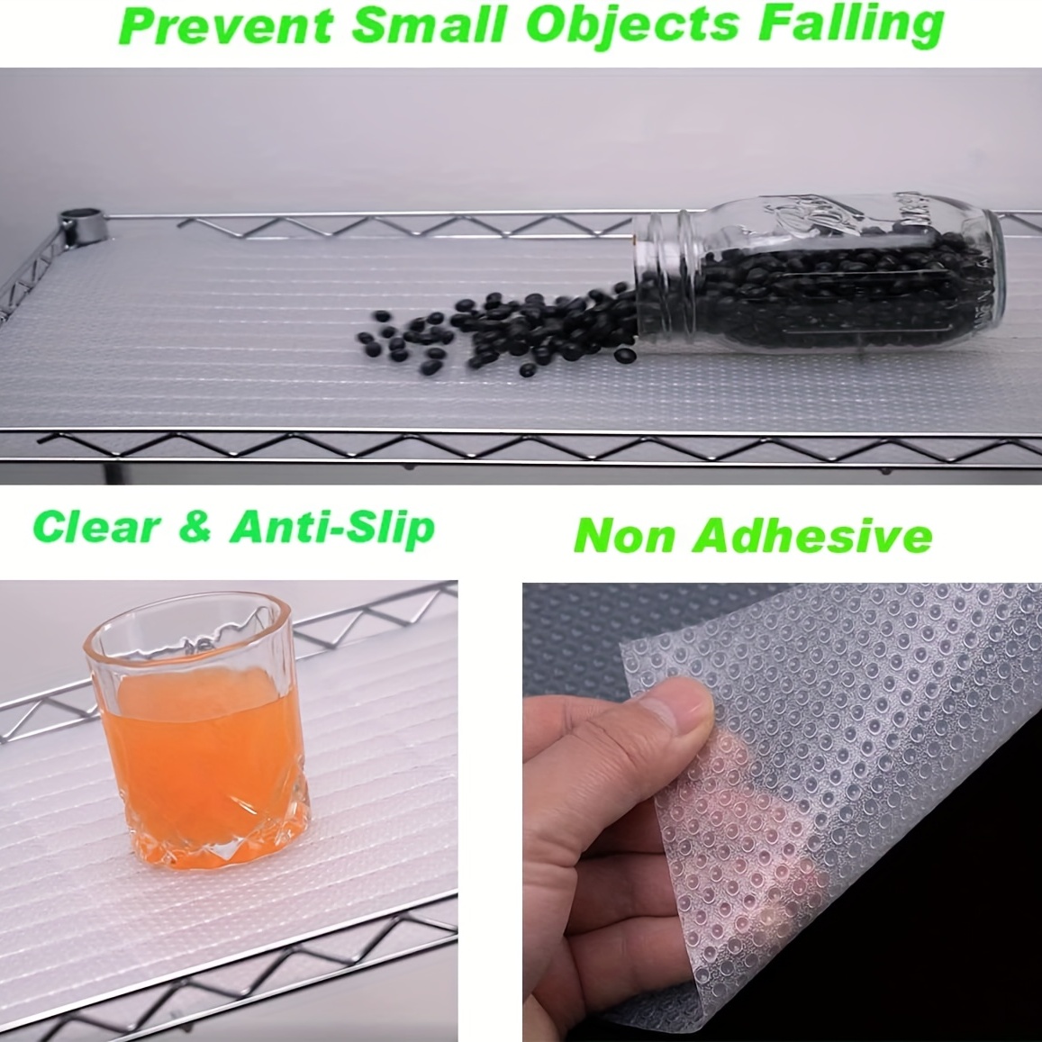 Non Adhesive Clear Shelf Liners for Kitchen Cabinets, Non Slip
