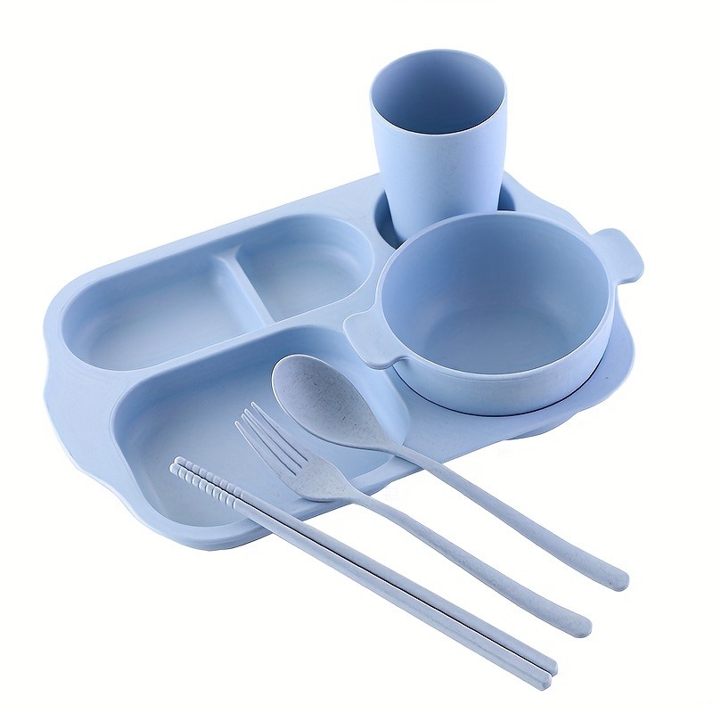 Wheat Divided Plates, Bowls, Chopsticks, Forks, Spoons And Cups