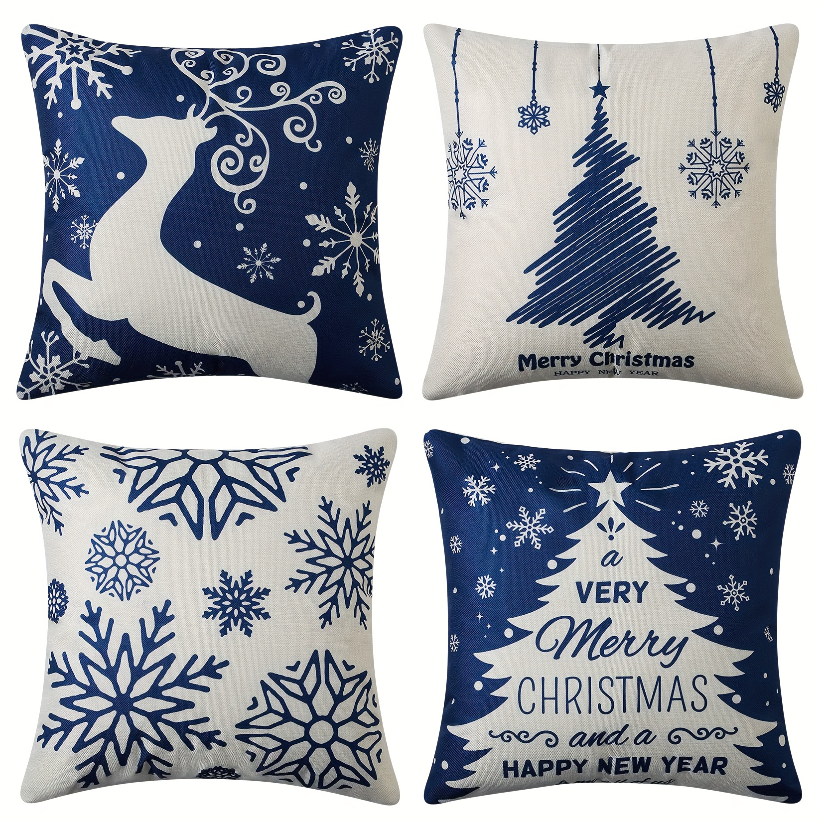 Blue christmas 2024 pillow covers