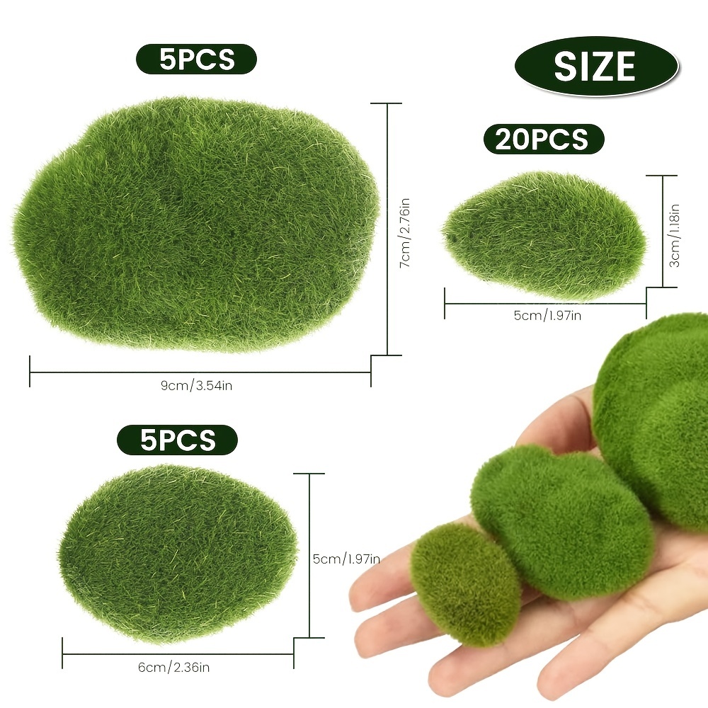 4 Sizes Of Artificial Moss Rock Decoration Green Moss Ball - Temu