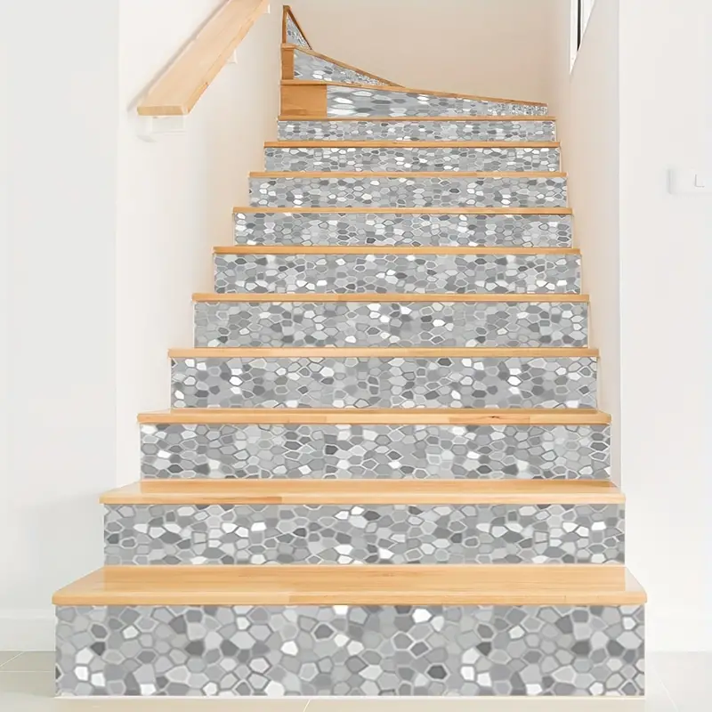 6pcs set Brick Stairs Decorative Stickers 3D Stone Art Staircase Decals Removable Wall Decal