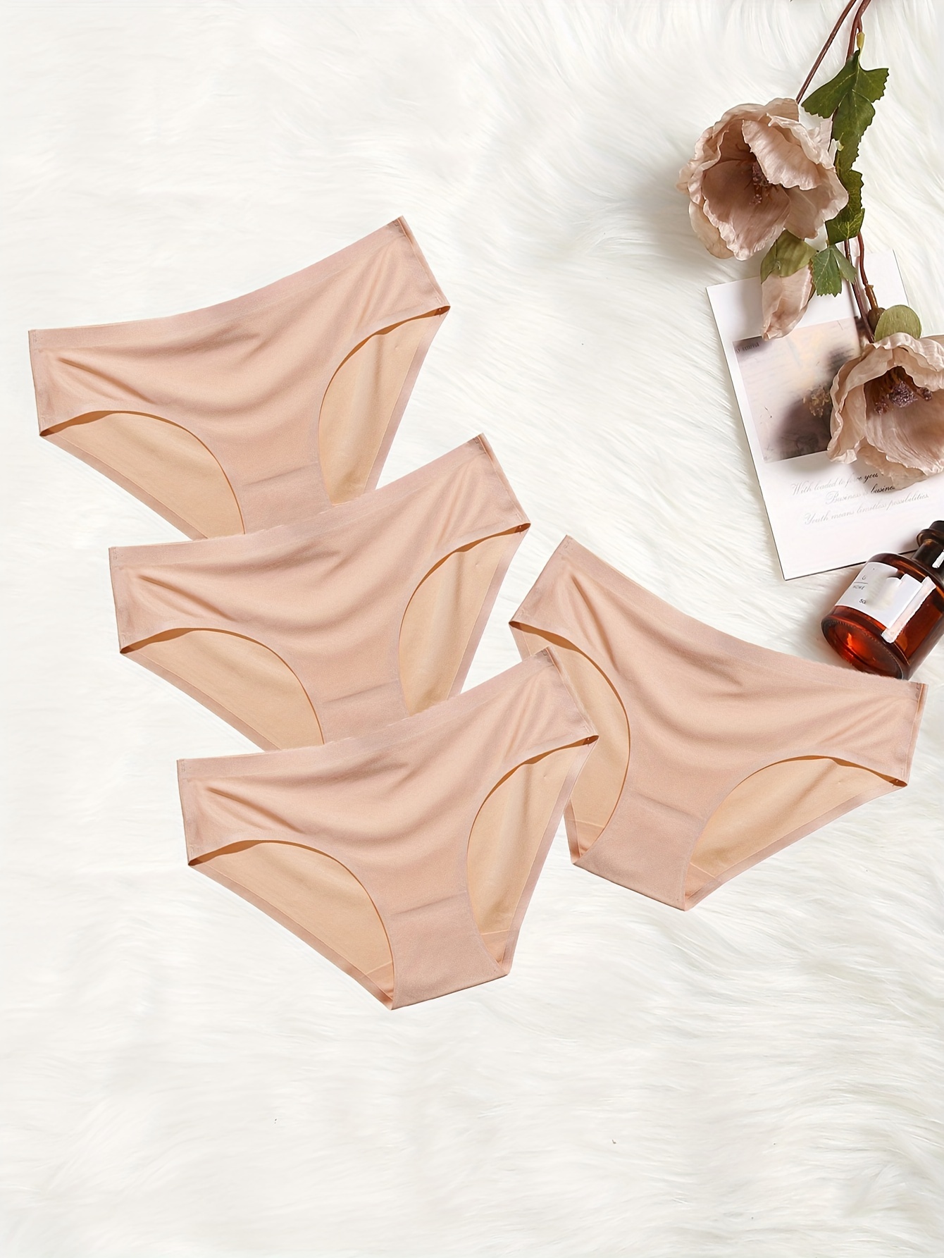 Simple Panties Plain Skin Tone Seamless Low waist Stretchy - Temu