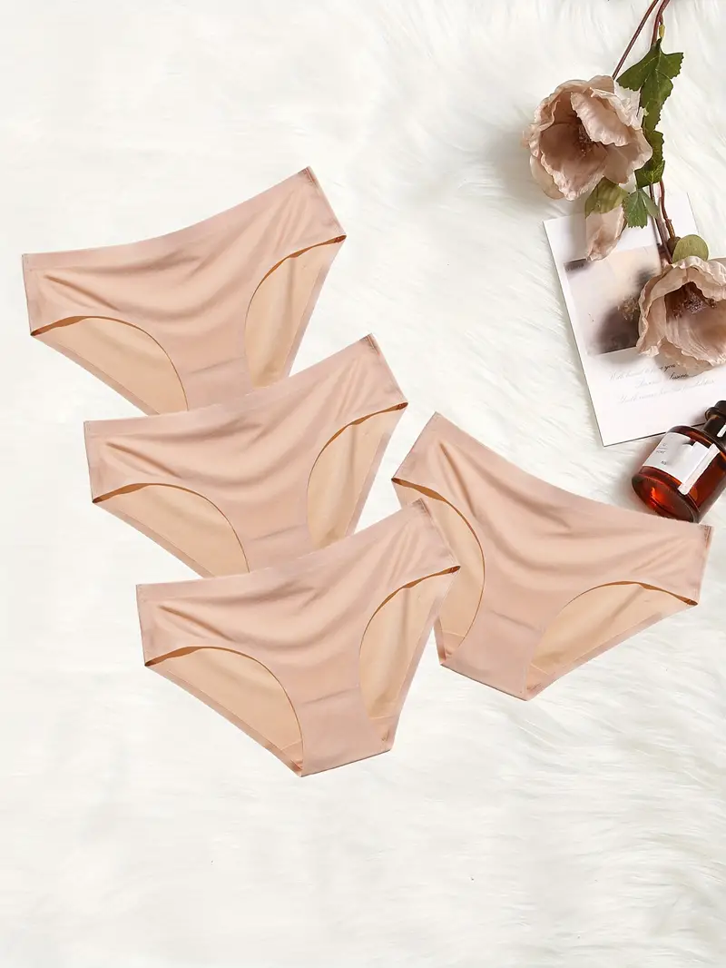 Simple Panties Plain Skin Tone Seamless Low waist Stretchy - Temu