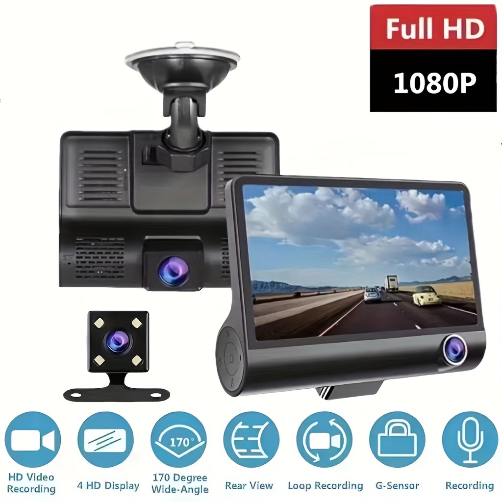 Wifi FHD Car DVR Video Camera Dash Camera for Cars 3 lens Vehicle Cam  Recorder