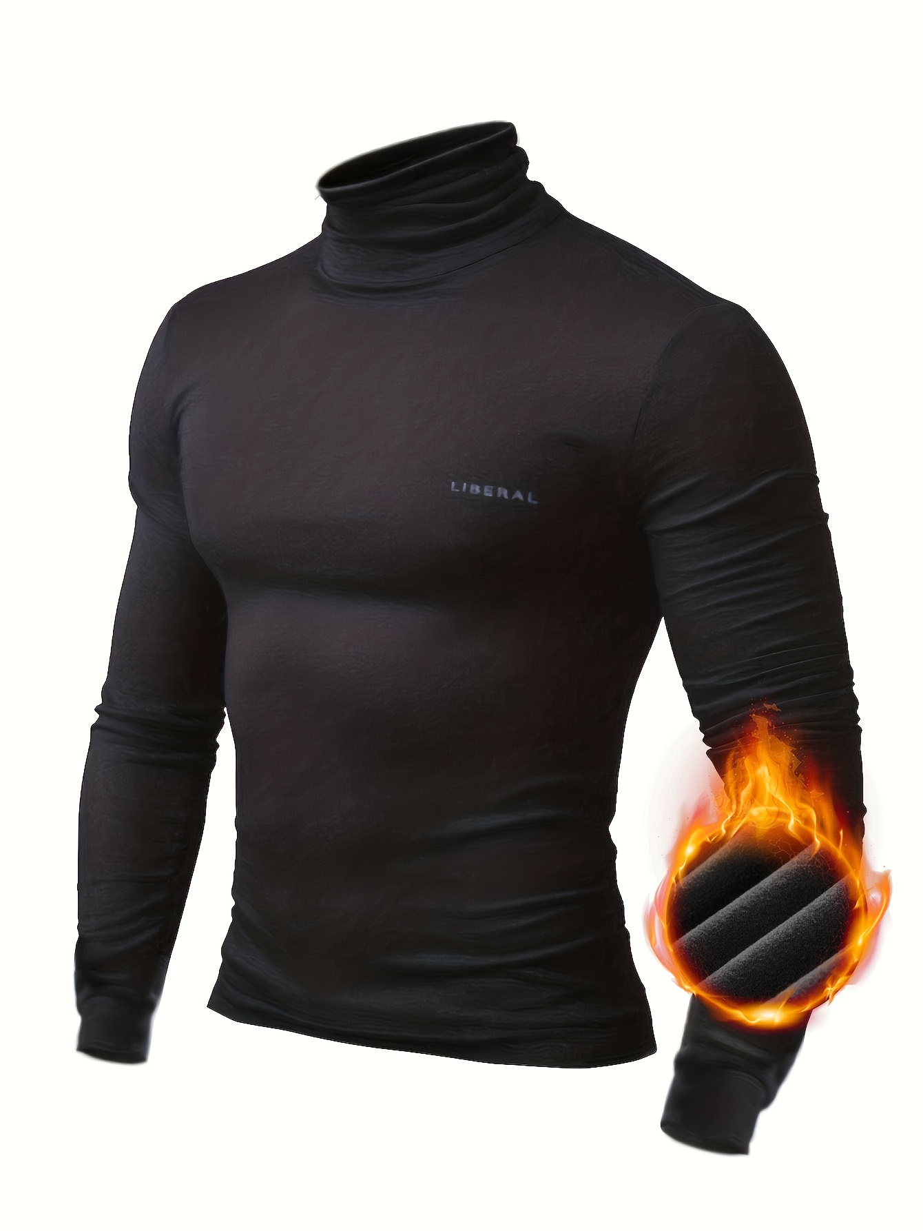 Camiseta interior térmica de cuello alto falso para hombre, camisas de capa  base de manga larga